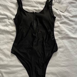 Zaful Black Zip Up One Piece